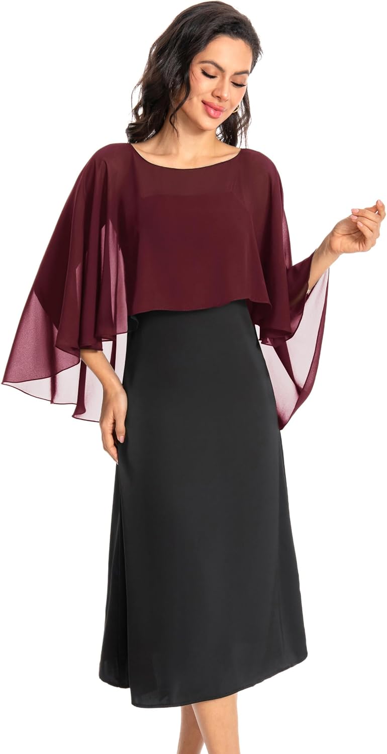 Baoqiya Women's Capelet Shawls and Wraps for Evening Dresses Soft Bridesmaid Shawl Chiffon Cape Wedding Cover Up - Image 2