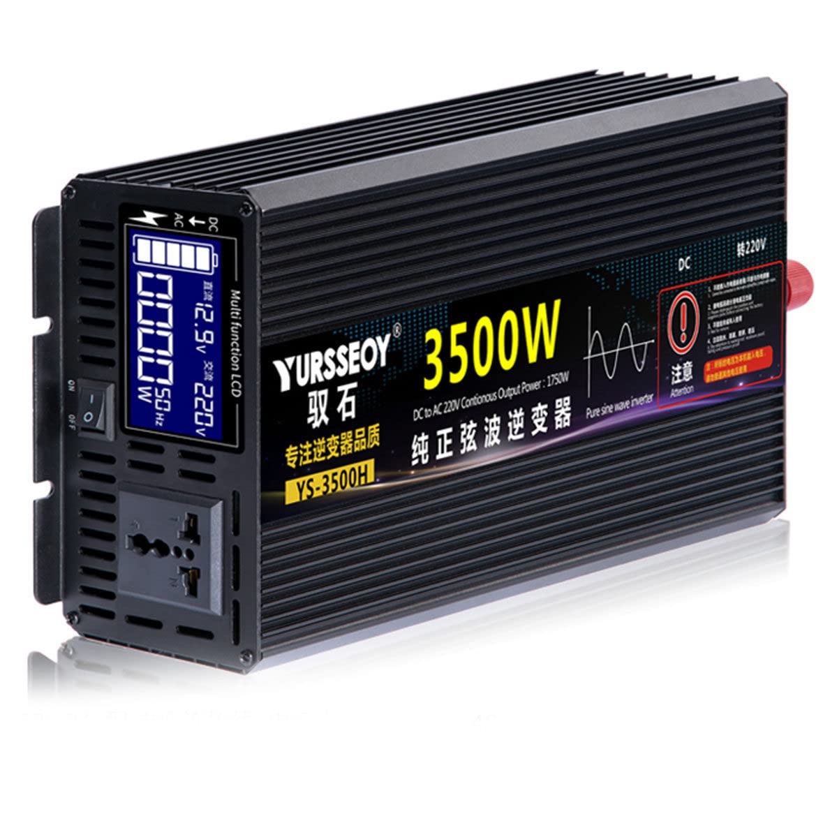 Przetwornica napięcia 3500W 4000W 4500W 5500W 6500W 7500W 8500W 10000W 12V/24V/48V/60V do 230V 240V DC na AC przetwornica samochodowa z wyświetlaczem LCD, do samochodów,3500W-24V
