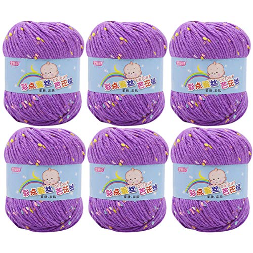 6 Pack of Colourful Cotton Knitting Crochet Yarn Sweater Supersoft Yarn Set for Baby Blankets and Clothes Hat Scarf 300g