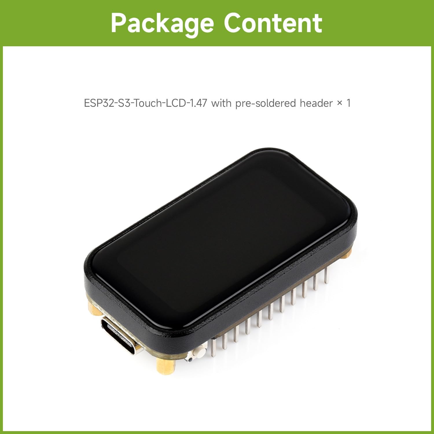 Waveshare ESP32-S3 1.47inch Touch Display Development Board, 172×320 Resolution, 262K Display Color, Supports 2.4GHz Wi-Fi/BLE 5, 240MHz LX7 Dual-core Processor