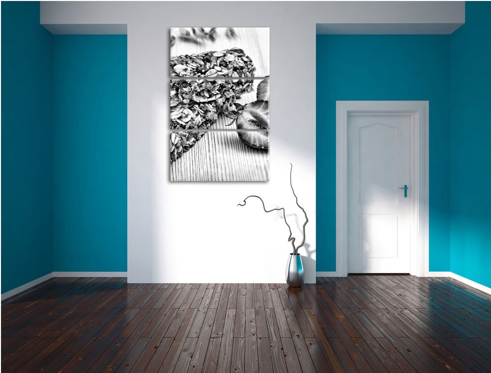 Pixxprint Gesunder Müsliriegel, Leinwandbild 3 Teilig, Gesamtmaß: 120x80cm, Wandbild, Dekoration, fertig gespannt, Kein Poster