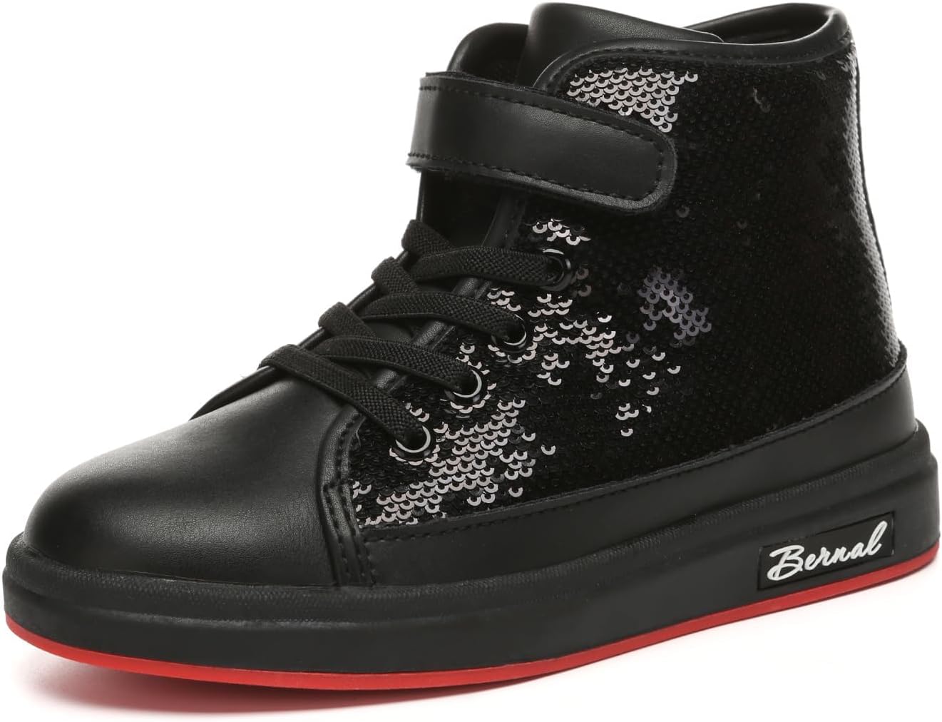 Bernal Girls Sequin High Top Sneakers with Hook & Loop