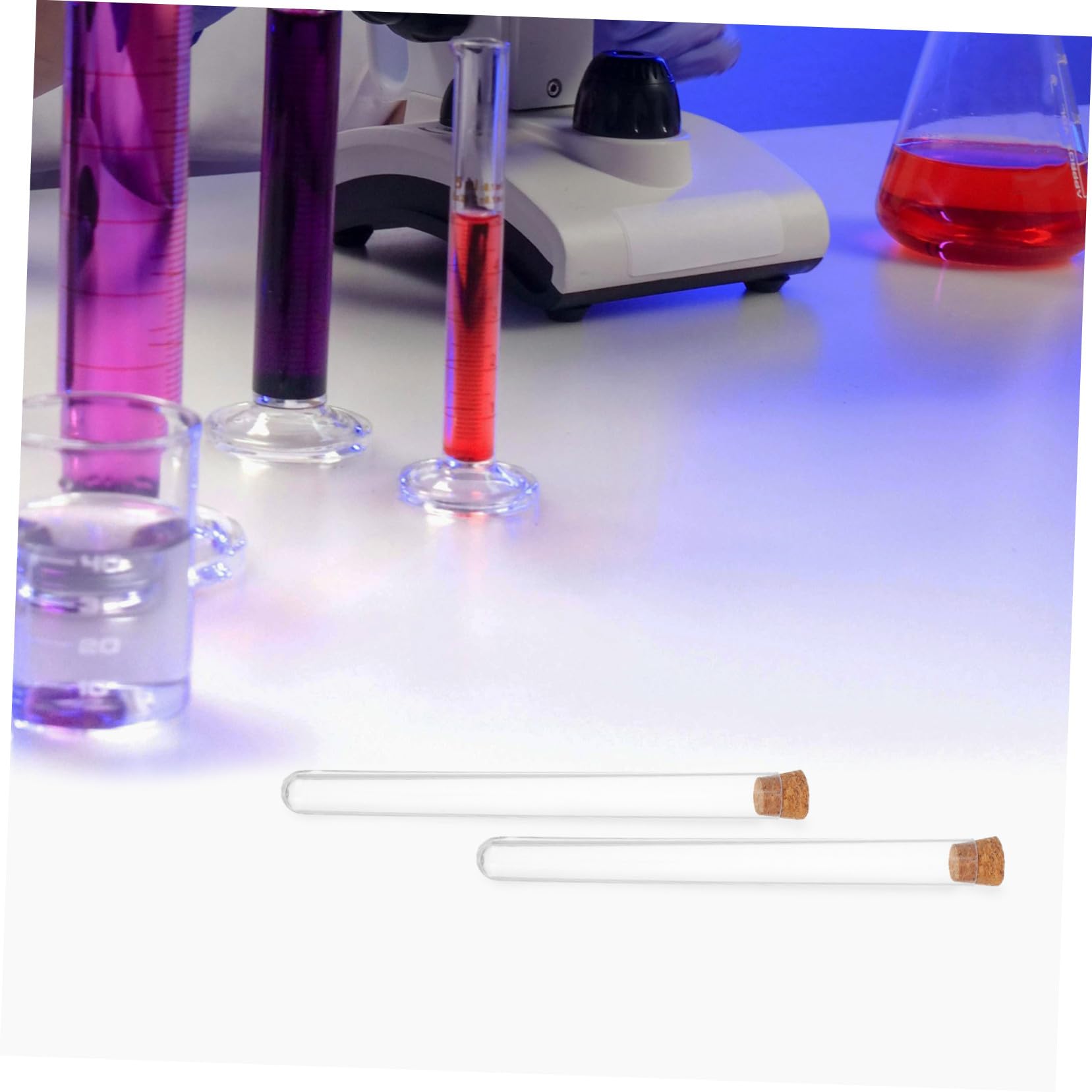 50 piezas Tubos de Ensayo de Plástico con Tapones de Corcho Transparentes y Resistentes para Experimentos Científicos Almacenamiento de y Crecimiento de Plantas de Unidades
