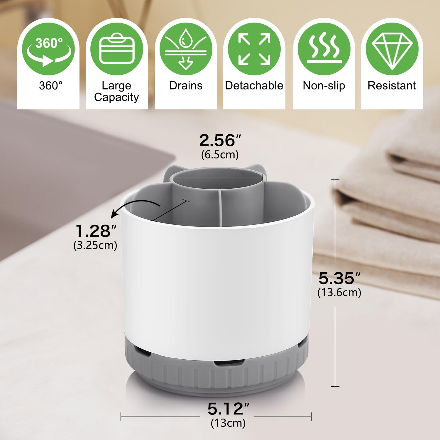 GFWARE Soportes para cepillos de dientes para baños, giratorio 360°, soporte para cepillo de dientes eléctrico y pasta de dientes, organizador de cepillos de dientes desmontable con 6 ranuras,