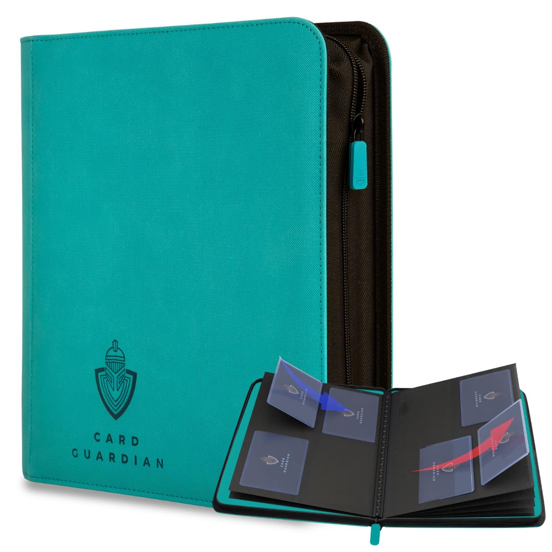 Card Guardian Teal - Toploader 4 Pocket Premium Binder With Zipper For 160 Cards - Side Loaded Pockets - Compatible With Sports And Trading Cards Tcg (Teal)