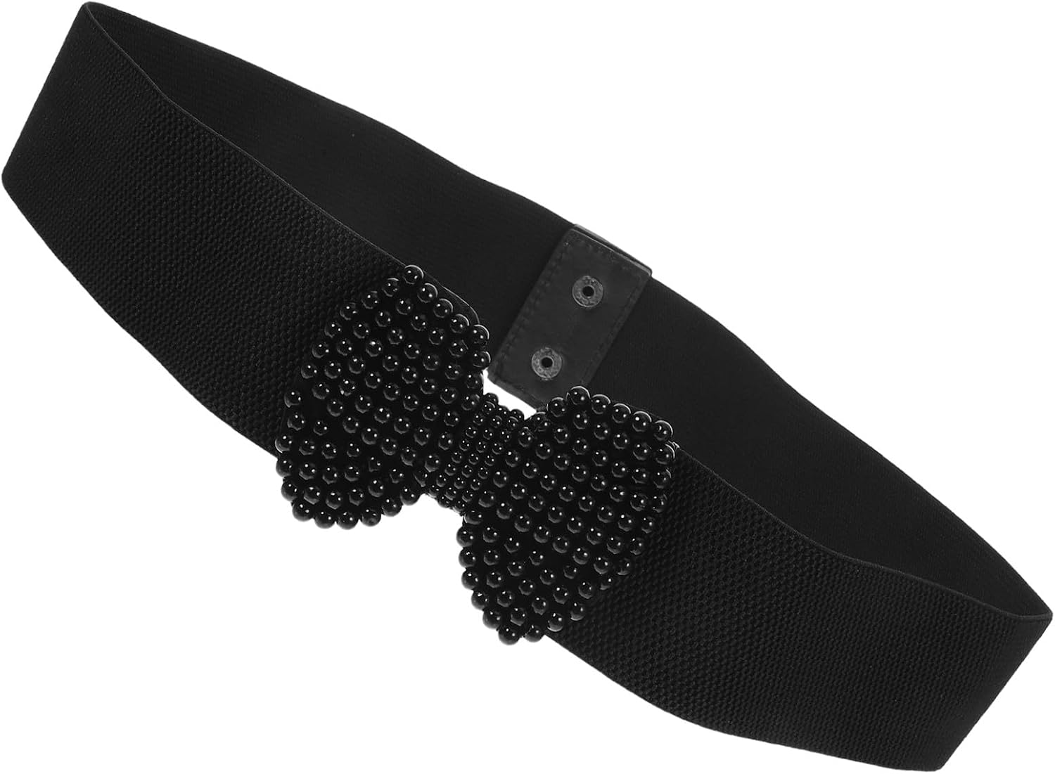 ibasenice Black Bowknot Wide Elastic Waist Belt for Women with Pearl Decoration, Stretchy Wrap Belt for Dresses and Skirts, Adjustable 103cm Waist Cincher