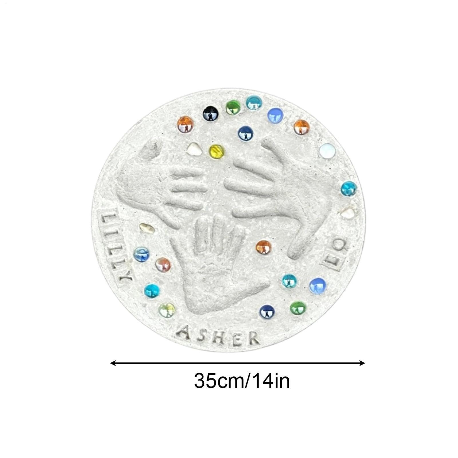 DIY Handprint Stepping Stone Kit, Handabdruck Trittstein Kit Mit 26 Buchstabenstempeln, Gartenstein Set Mit 1 Vorlage Und Farbige Steine, Familienandenken Geschenk Für Muttertag, Geburtstag(14Zoll)