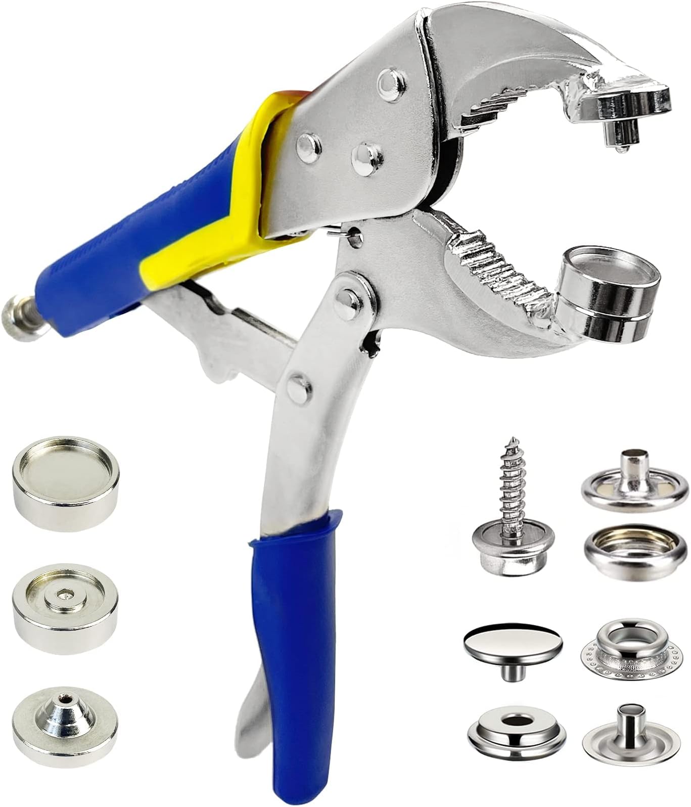 Rexhubro Snap Tool for Boat Covers, Heavy Duty Snap Setter Pliers Canvas Snap Fasteners Kit Includes 20 Sets 15mm Stainless Snaps