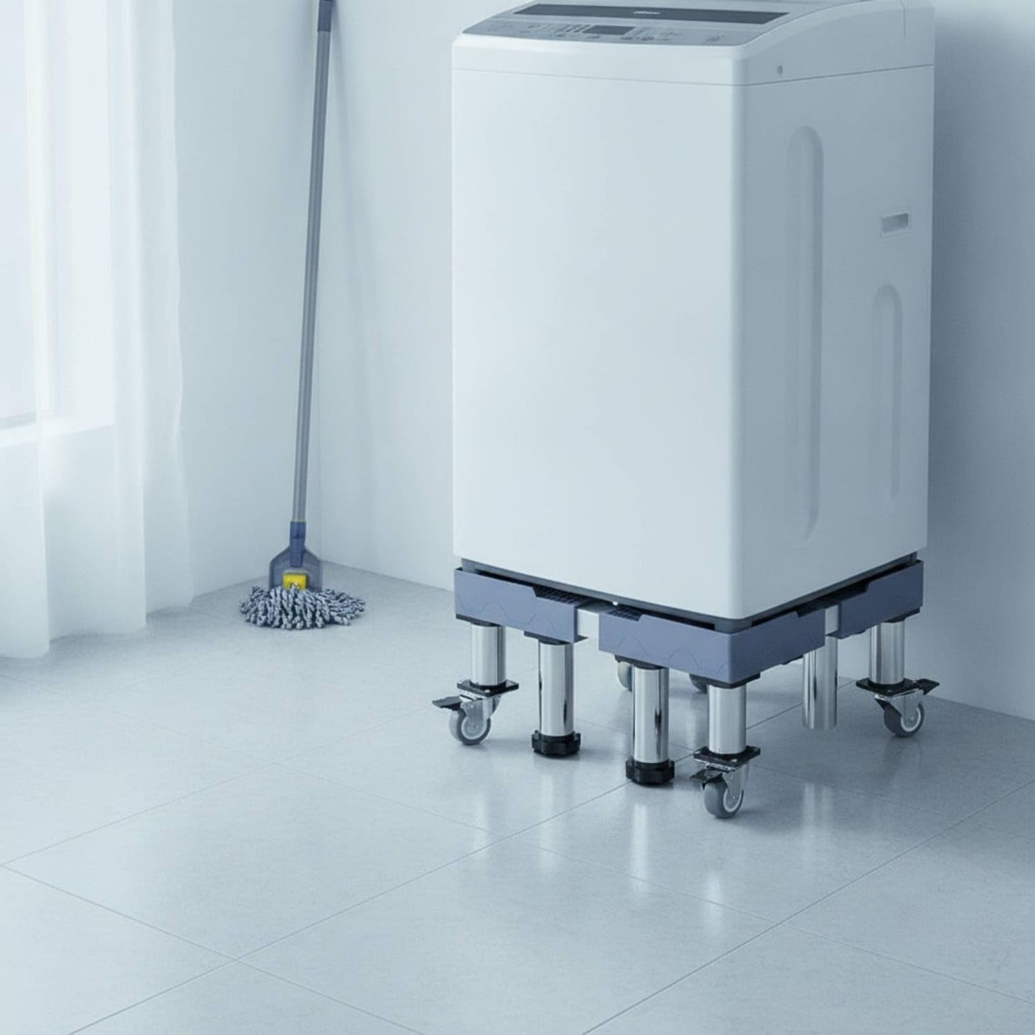 Mobile Washing Machine Stand with Wheels Heavy Duty Refrigerator Stand with Wheels Non Slip Washing Machine Base Low-Height for Laundry Room, Kitchen, 25CM, 4 Legs 4 Wheels-image-7