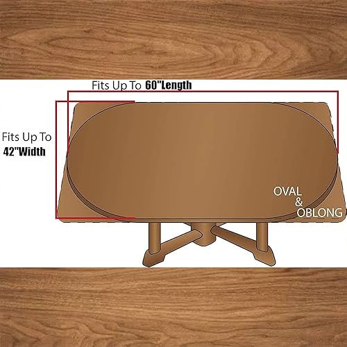 Miniatura 5 de Mantel ajustable ovalado de madera, textura de madera, para cocina, comedor, fiesta, vacaciones, Navidad, bufé, se adapta a mesas de 48 x 68