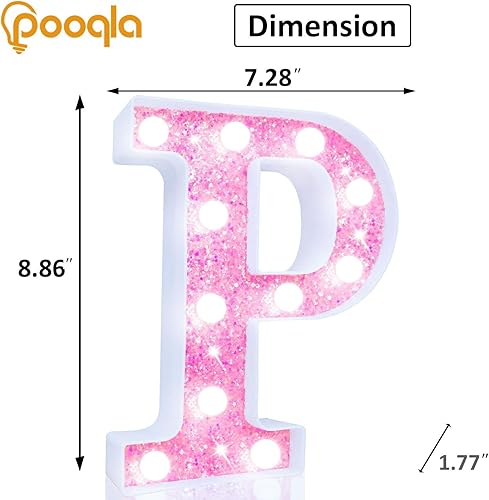 Miniatura 18 de Pooqla - Luz de números con iluminación LED rosa, funciona con pilas, con brillantina, para decoración de fiestas de cumpleaños y hogar Blanco cálido