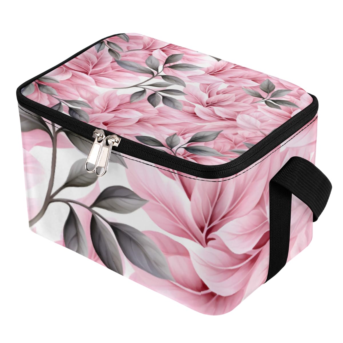 Lunch Bags for Women Men 9 Cans,Floral Flowers Hot & Cold Food Delivery Bag Insulated Grocery Bag Insulated Lunch Box Leaves Cooler Bag for Office Work Picnic Beach