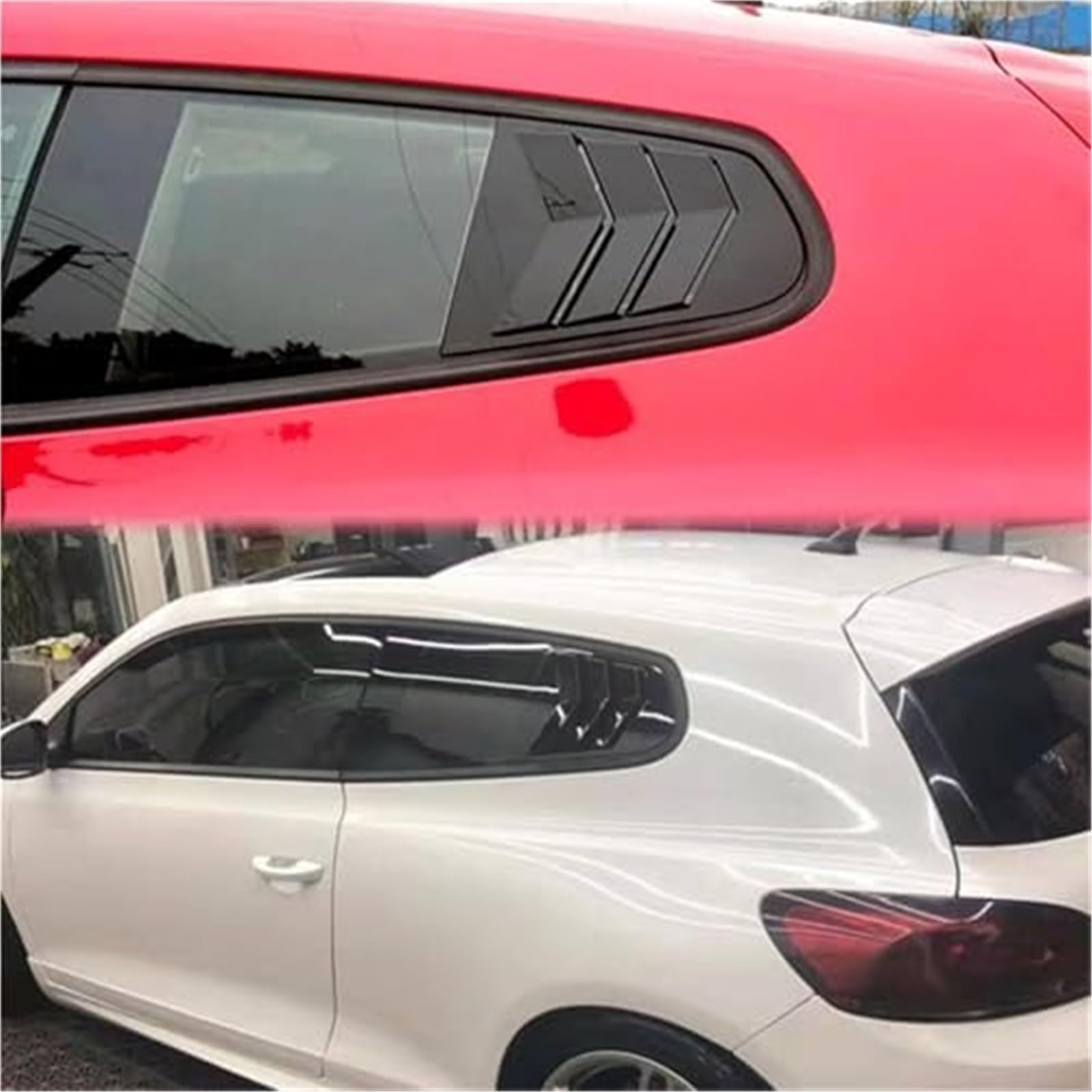 Protector de Cristal Trasero Rejilla de Ventana Trasera, Cubierta Obturador Lateral Coche, Pegatina embellecedora, Pala ventilación, para Volkswagen, para VW(Black Glossy Black)