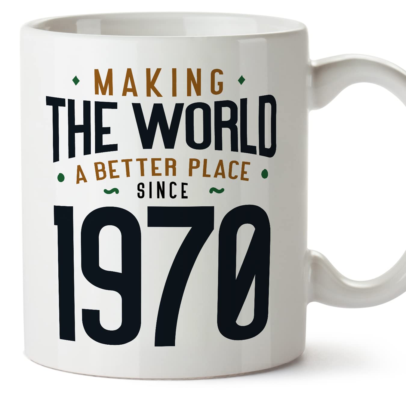 MUGFFINS 1970 Birthday Mug - in English - Making the World a Better Place - Funny Anniversary Present - 11 oz — image 1
