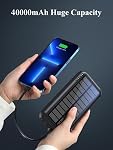 Power Bank Solar Portable Charger - 40000mAh Power Bank Large Capacity Built in 3 Output and 1 Input Cables and Flashlight 5V3.1A Fast Charger Compatible with All Smart Phones and Devices