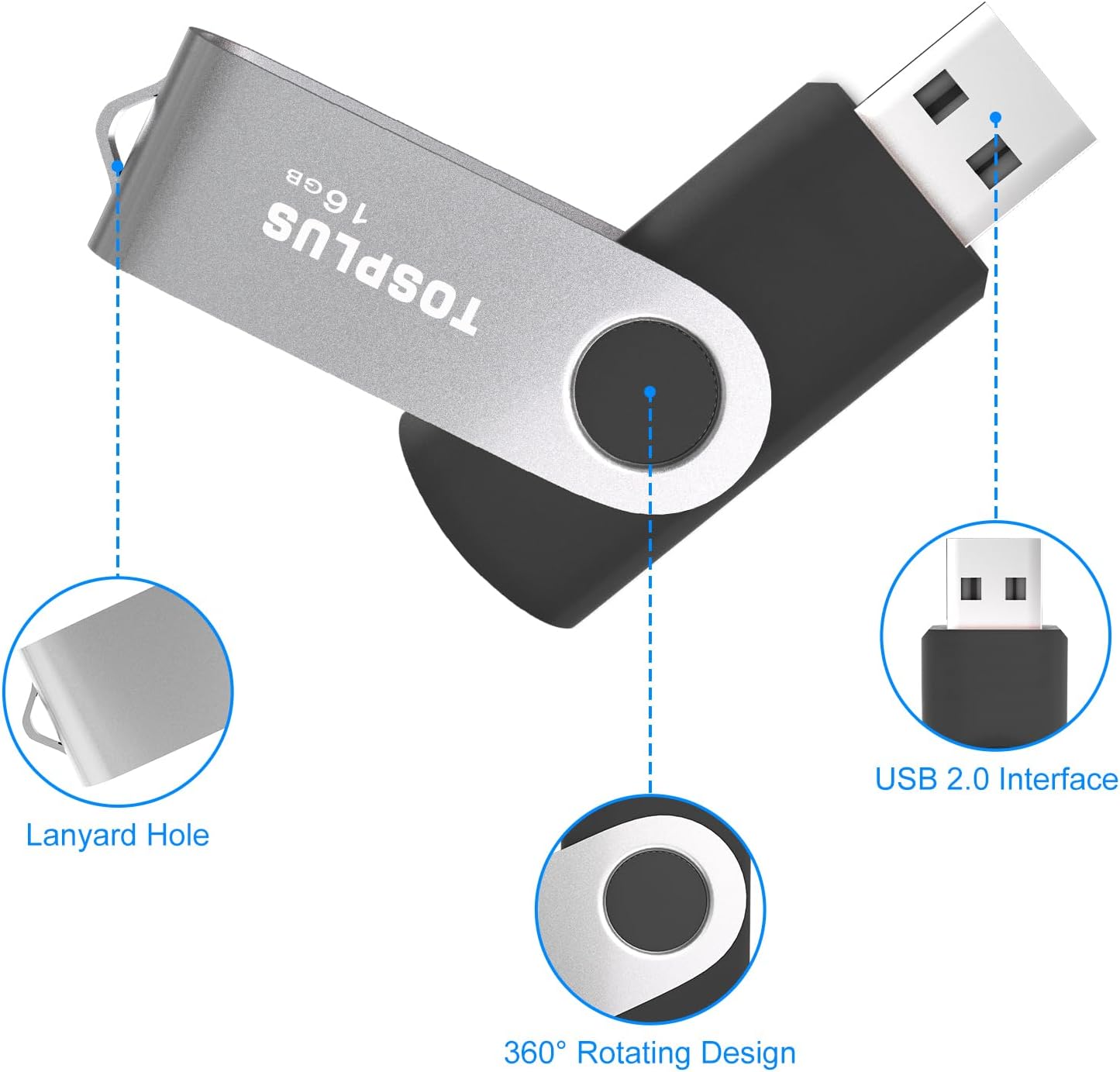 USB 2.0 Flash Drive Thumb Drives Memory Stick Jump Drive Zip Drive 10Pack 16GB Black