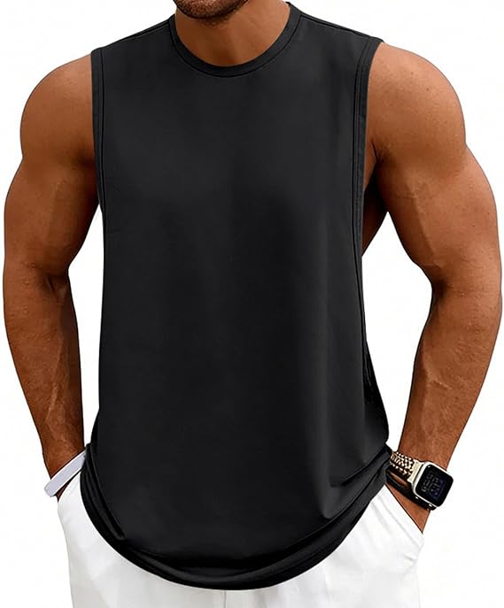 Unisex Sleeveless Casual Loose Fit Vintage Streetwear Comfortable Relaxed Crew Neck Shirt Athletic Tank Top