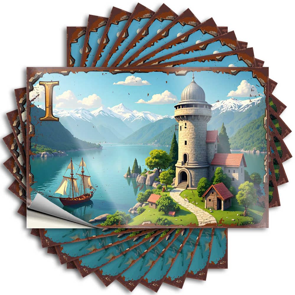 Tattoo Coffee Microfiber Square Bottle Castle By The Lake: A Serene Mountain Retreat - Scratch Resistant Stickers(12X18CM)