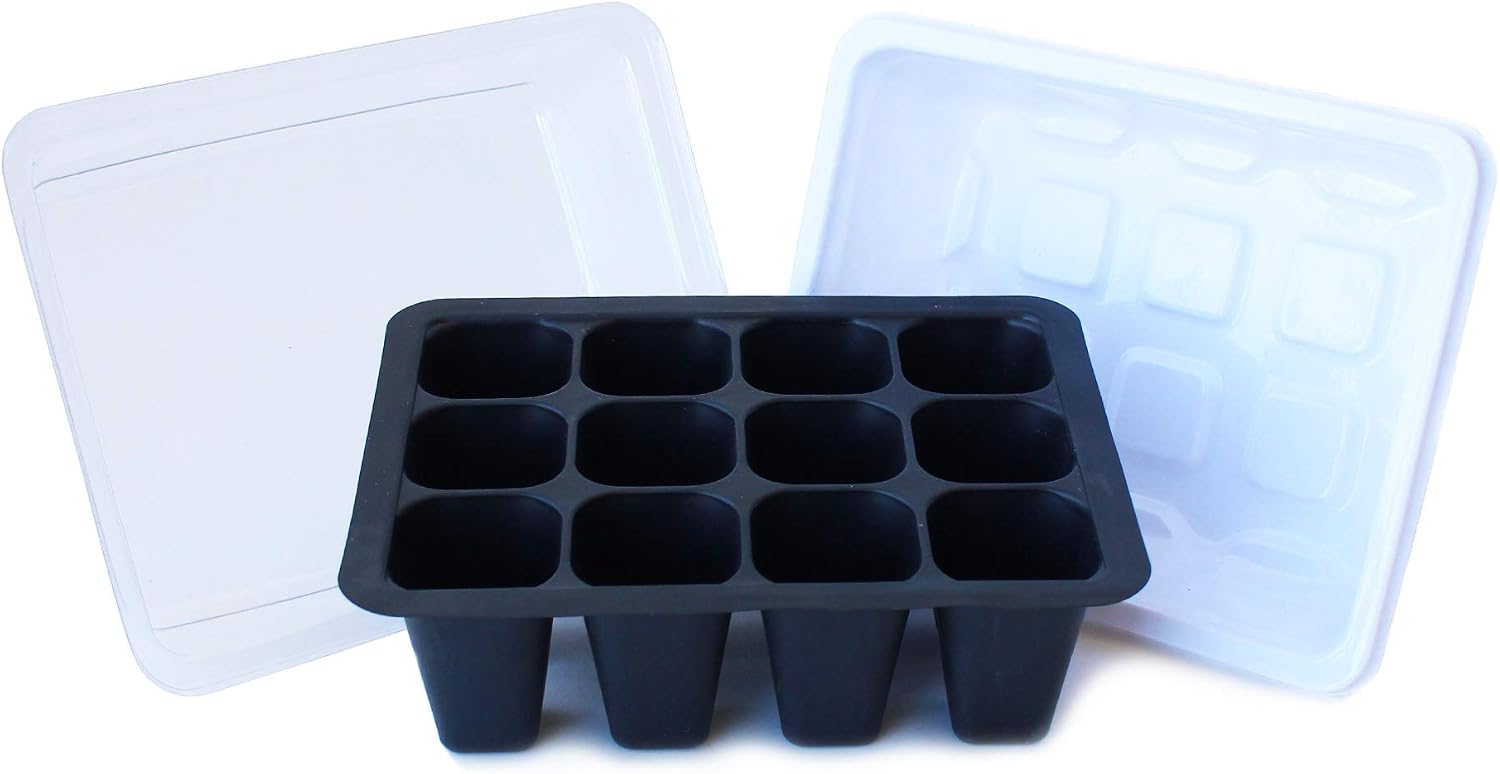 Handy Pantry 12 Cell Seed Starting Set - Tray, Insert & Dome - Set of 10 - Re-usable Garden Planting Trays - Gardening, Greenhouse & Nursery