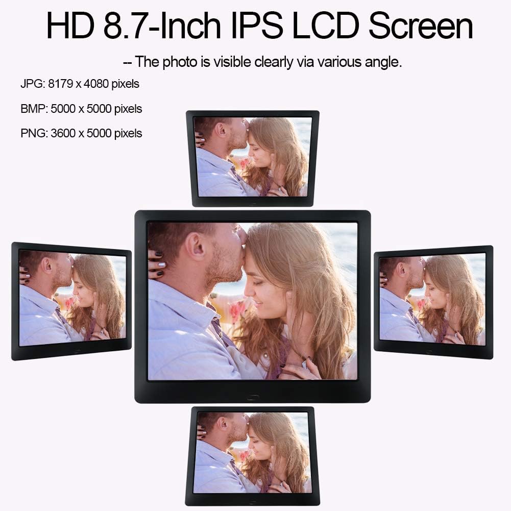 Digital Photo Frame 1080P HD IPS Screen Electronic Picture Frame 9 Inch Advertising Machine with Video Player, Calendar, Alarm, Remote Control. [Jimwey]