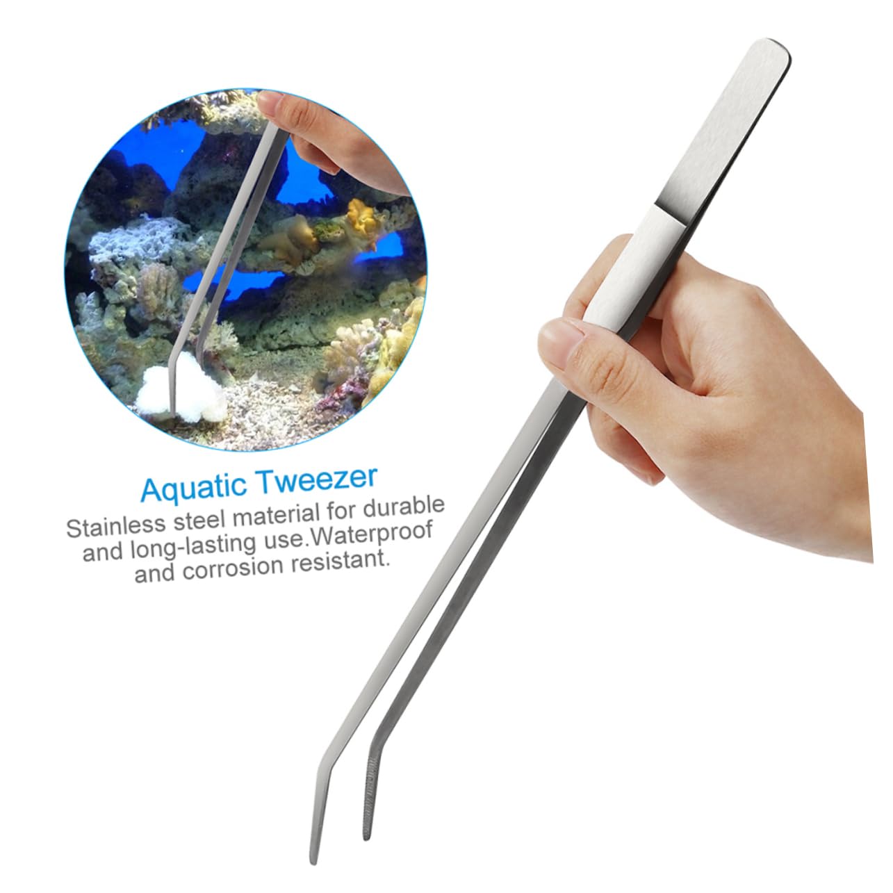 BCOATH 4pcs Stainless Steel Aquarium Plant Tweezers Scissors Set Tools for Tank Plants Kit