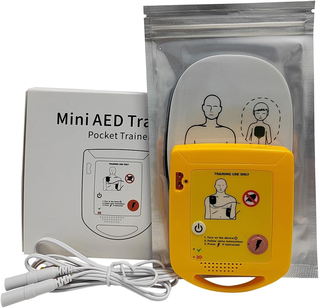 Mini AED Trainer in English with 5 Training Face Shields