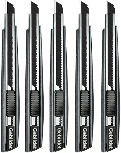 Miniatura 12 de 1 cuchillo utilitario con cerradura para mano derecha e izquierda de 0.354 in con 10 cuchillas reemplazables, cuchillo de corte de vinilo