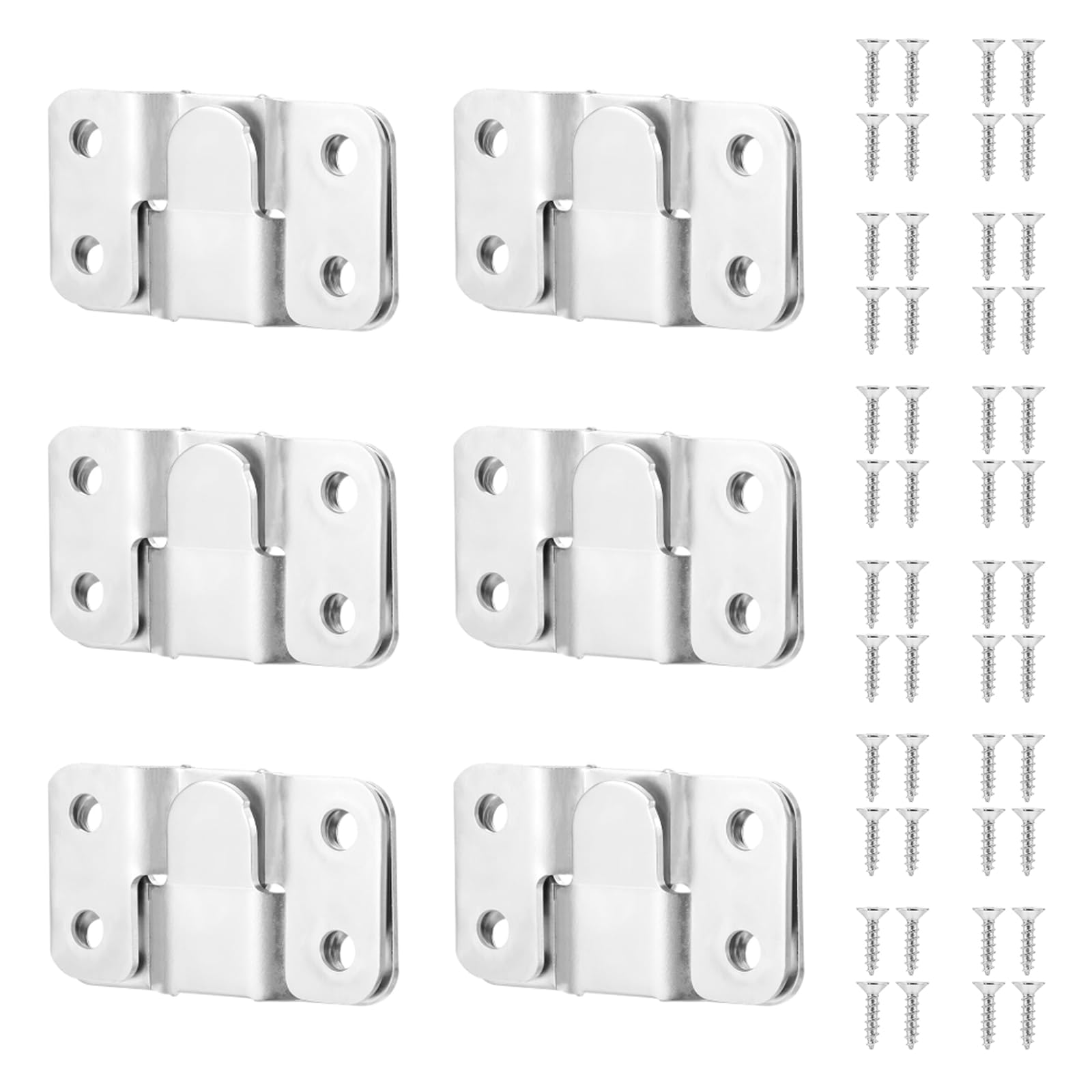 12 Pcs Flush Mount Brackets, Stainless Steel Interlocking Z Clip Wall Fixings with Screws, Interlock Hanging Buckle, Heavy Duty Concealed Picture Hangers for Headboard, Mirrors, Frames and Furniture