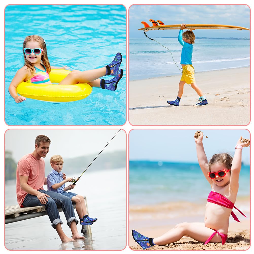 Calzari Neoprene Bambini，Calzini da Muta in Neoprene da 3 mm, Calzini Termici per Bambini, Antiscivolo e Antigraffio da Sub per Piscina, Spiaggia, Immersioni e Snorkeling