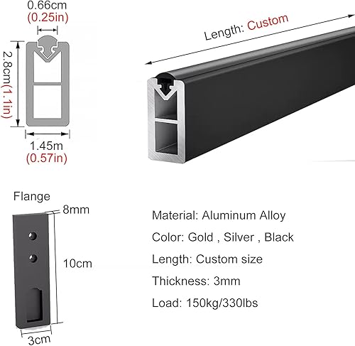 Miniatura 2 de Organizador de ropa extraíble montado en la pared, kit de sistema de barras de armario, poste duradero para colgar de metal con soporte final,