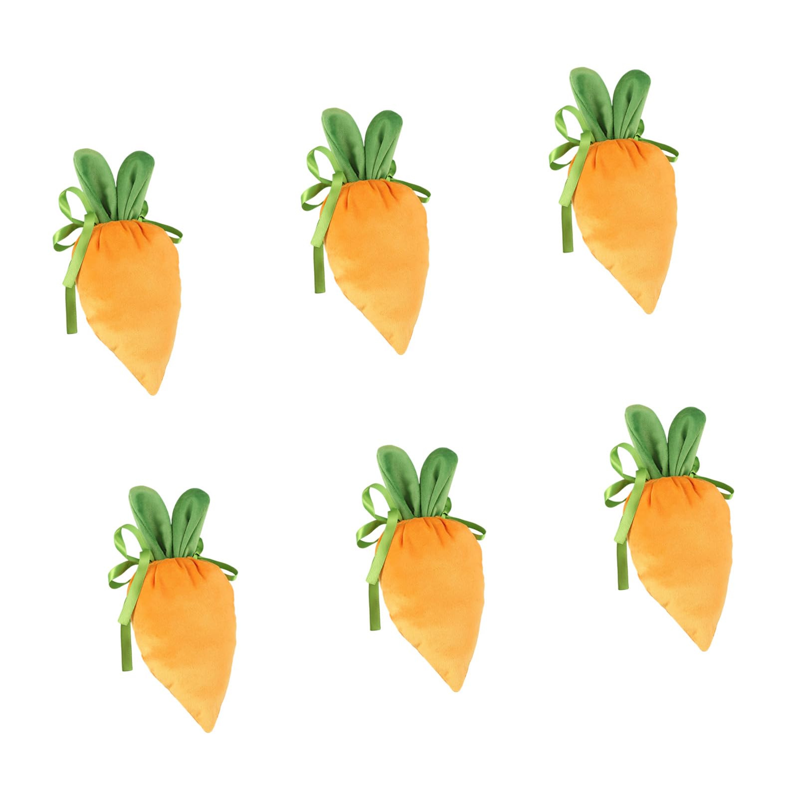 YROHGKPN 6Pcs Easter Hare Ears Carrot Fabric Bag with Drawstring for Cookie Holder Carrot Bag