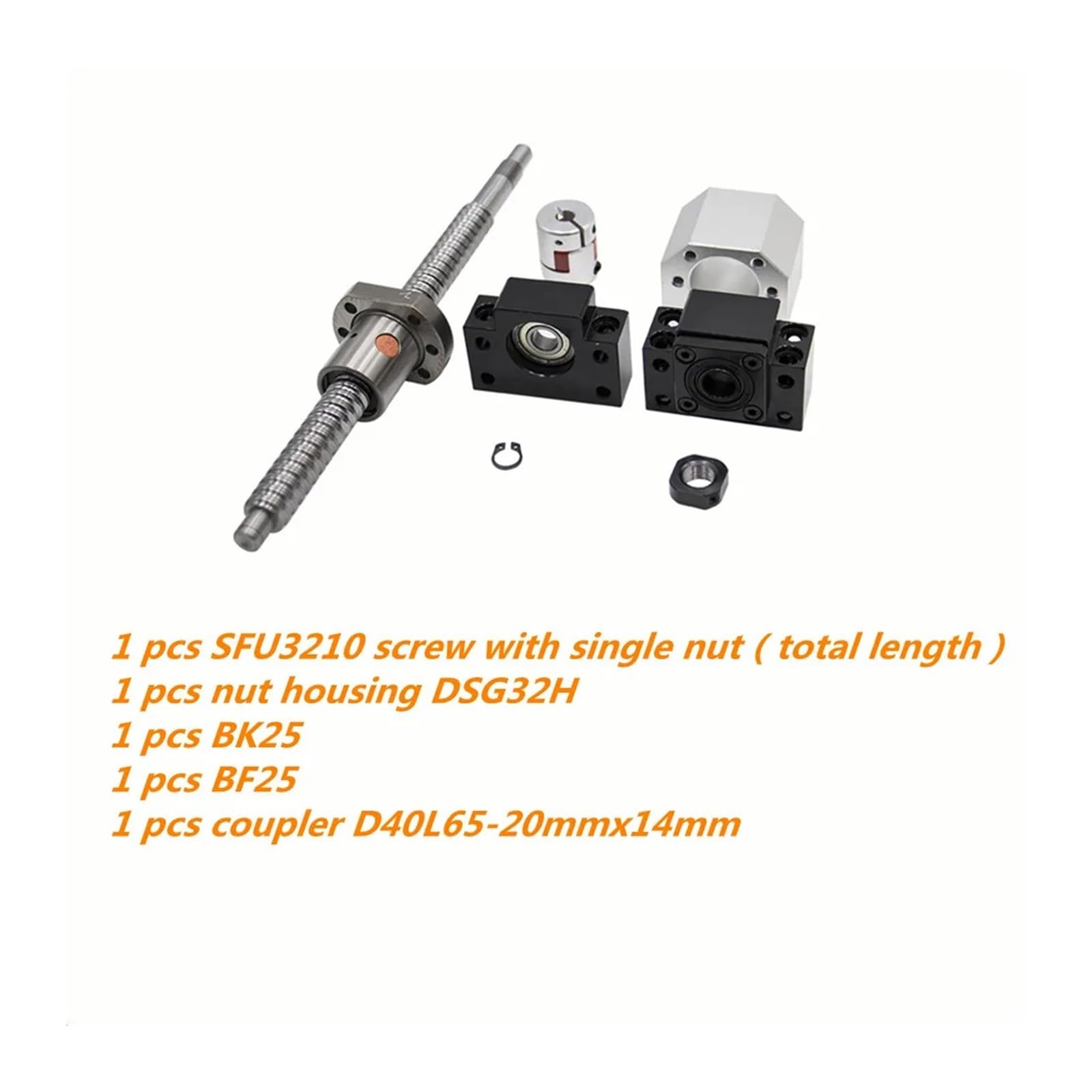 Metal Ball Screw nut Ball Screw SFU3210 + BKBF25 + DSG32H +Coupling for CNC Router(300mm)