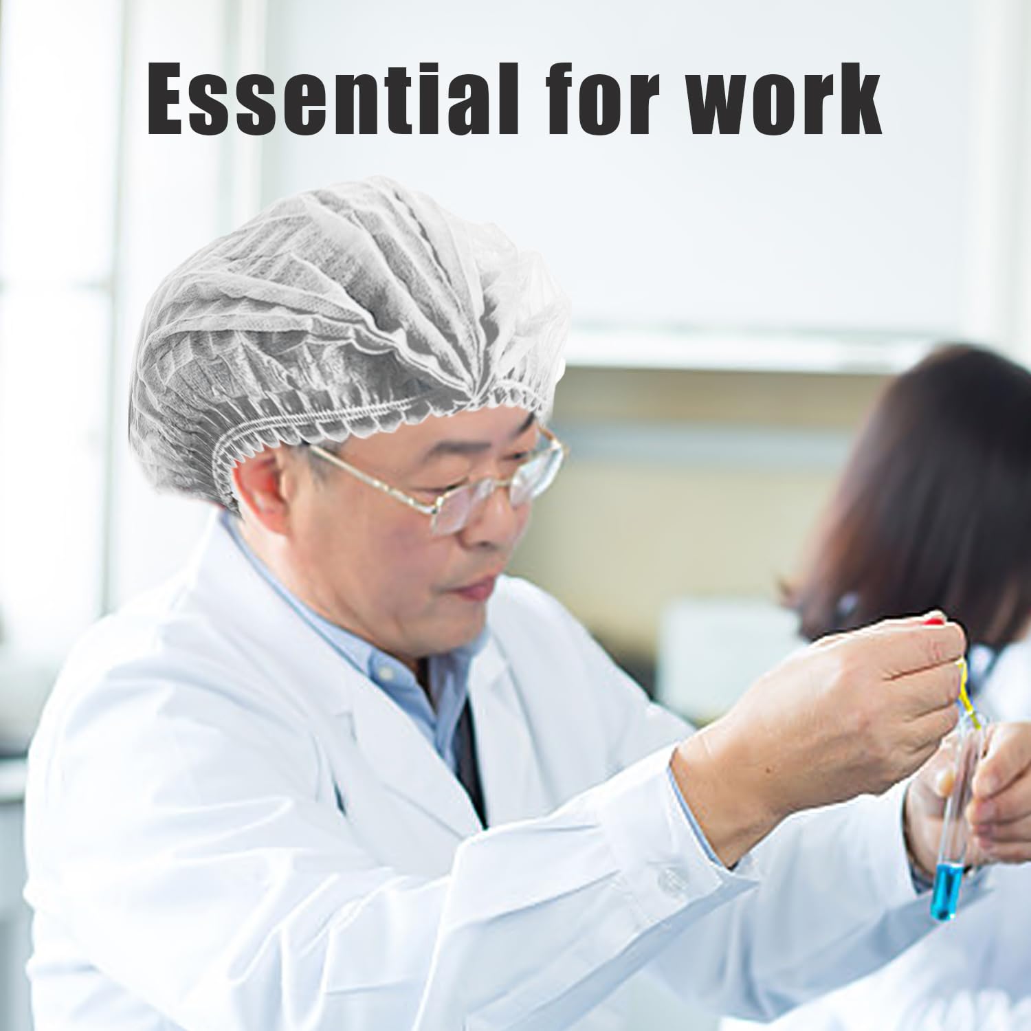 Lot de 50 bonnets de cuisine élastiques de 48,3 cm - Anti-poussière - Pour les traiteurs, les traiteurs, les cheveux sanitaires - Avec double élastique - Blancs