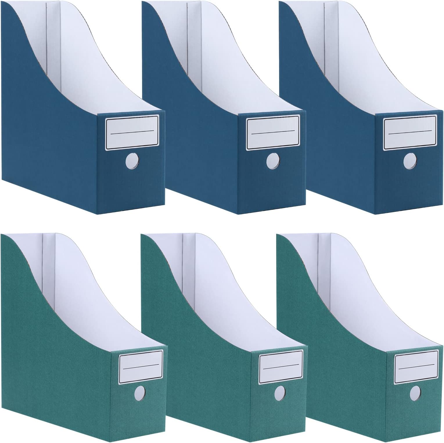 POERMA Magazine File Cardboard, Pack of 6 Corrugated Cardboard Magazine File with 6 Labels, Standing File for School, Dorm, Office, File Storage at Home