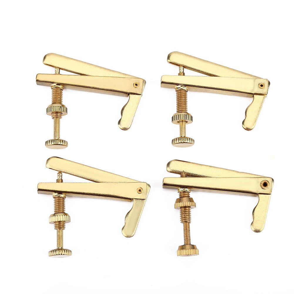 Tomotato Silver 4Pcs Violin Fine Tuners String Fine Adjuster Tuners Musical Instrument Replacement Parts For 4/4-3/4 Violin Metal String Adjuster Nickel Plated