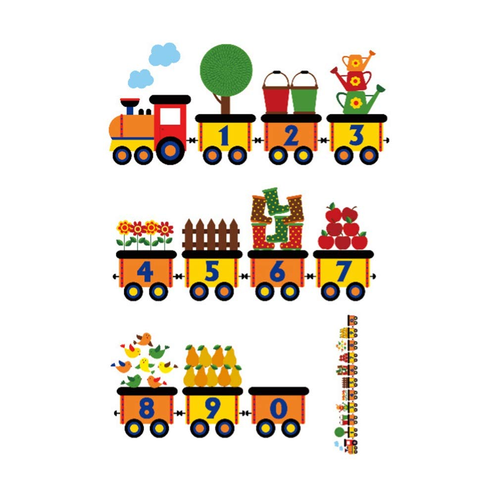 AiKuJia Children Wall Stickers Trains Kids Wall Stickers Number 0-9 Wall Decals Wall Stickers for Kids Nursery Bedroom Living Room Bedroom Decoration (Color : Multi-Colored, Size : 6090cm)