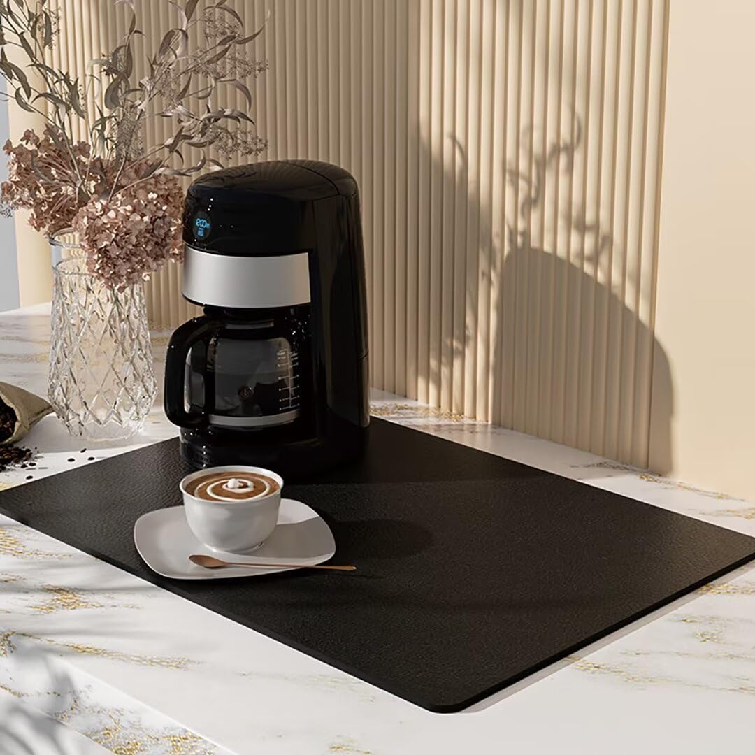 Hovoto Silicone Drying Mat, Absorbent, Non-slip, Quick-drying, Versatile, 40 x 60 cm, Black, 40*60cm