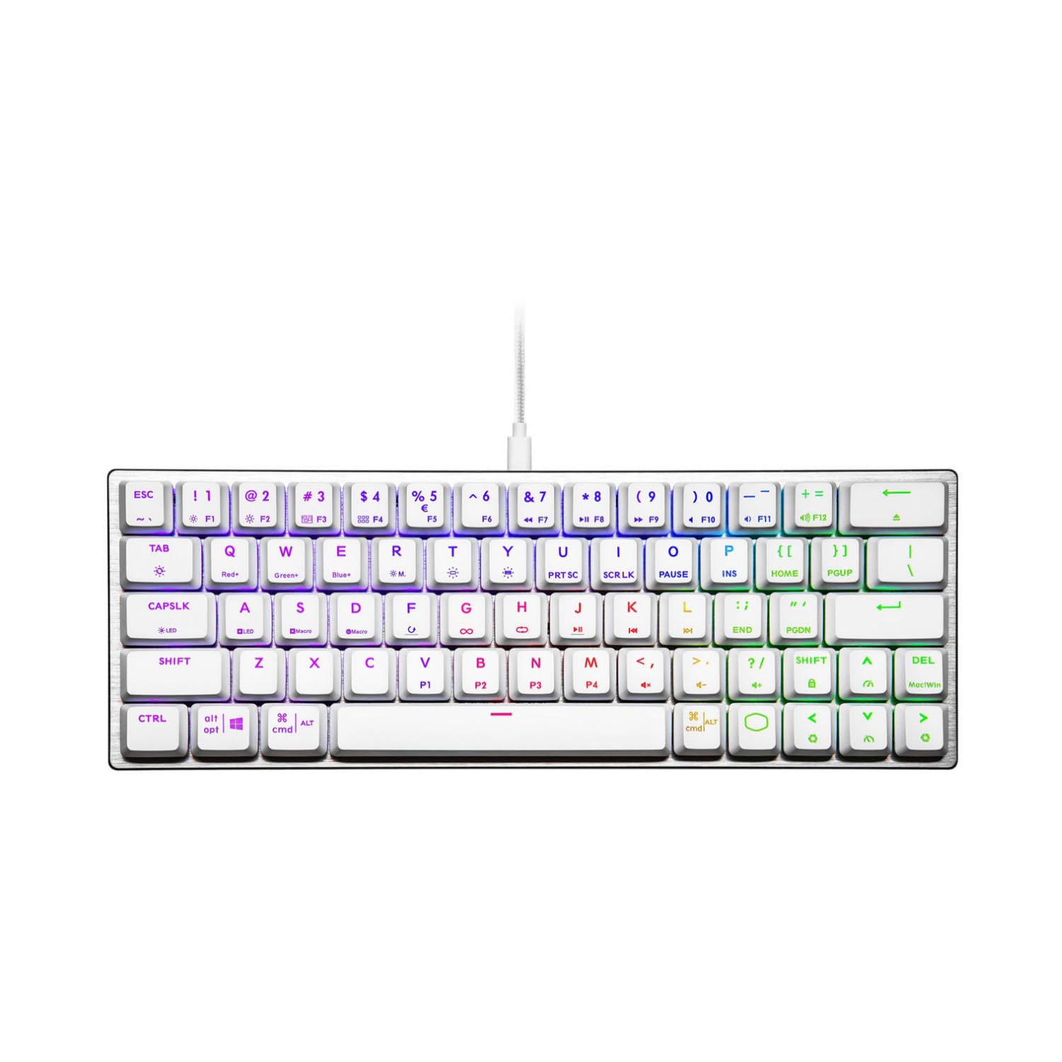 Cooler Master SK620 60% Silver White Tastiera meccanica con interruttori blu a basso profilo, nuovi e migliorati Keycaps e design in alluminio spazzolato