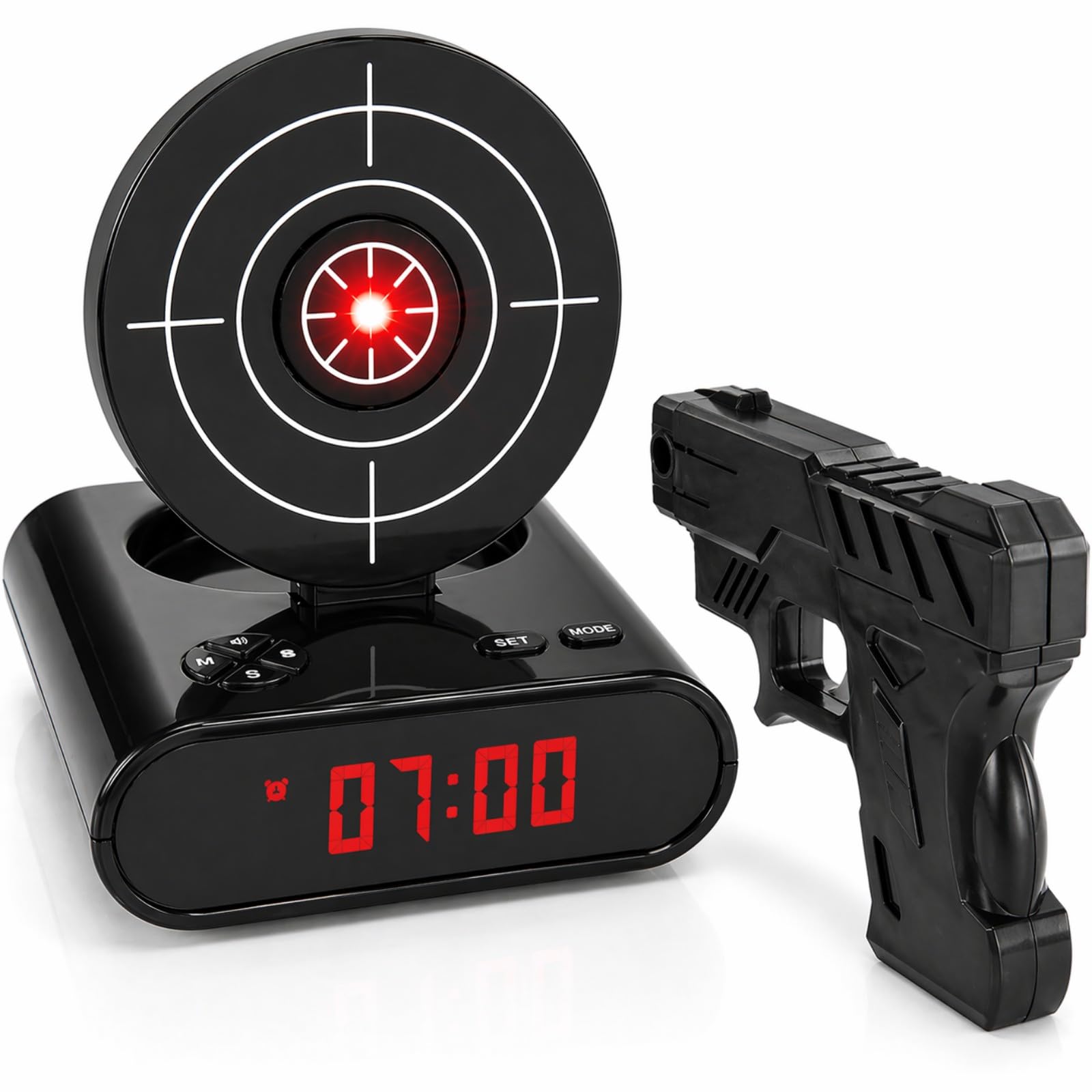 Interactive Target Alarm Clock Game, Wake Up Game Alarm Clock for Heavy Sleepers, LED Digital Display with Voice Recording & Custom Ringtones, Fun Gift for Teens & Adults (Black)