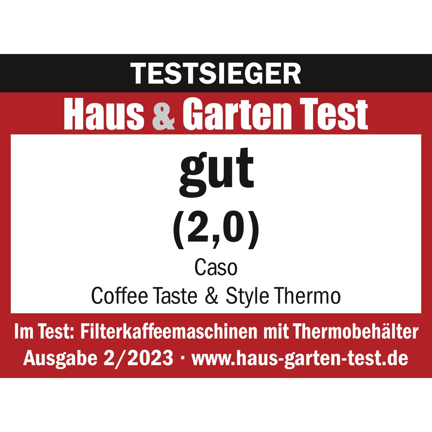 Caso Coffee Taste and Style Thermo - Kaffeemaschine mit Permanentfilter | 1,2 l, optimale Brühtemperatur 92-96 °C, Tropf-Stopp, optimierter Brühkopf, Isolierkanne, Edelstahl, Schwarz, 10 Tassen