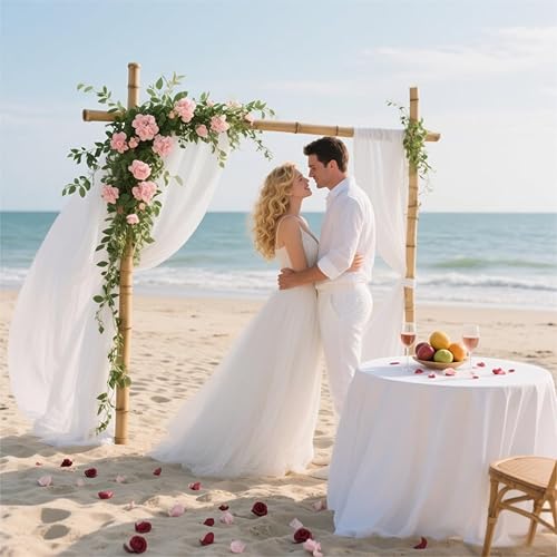 Miniatura 2 de The Yard - Tela de gasa transparente color marfil de 20 yardas y 60 pulgadas de ancho para telón de fondo de fiesta de boda