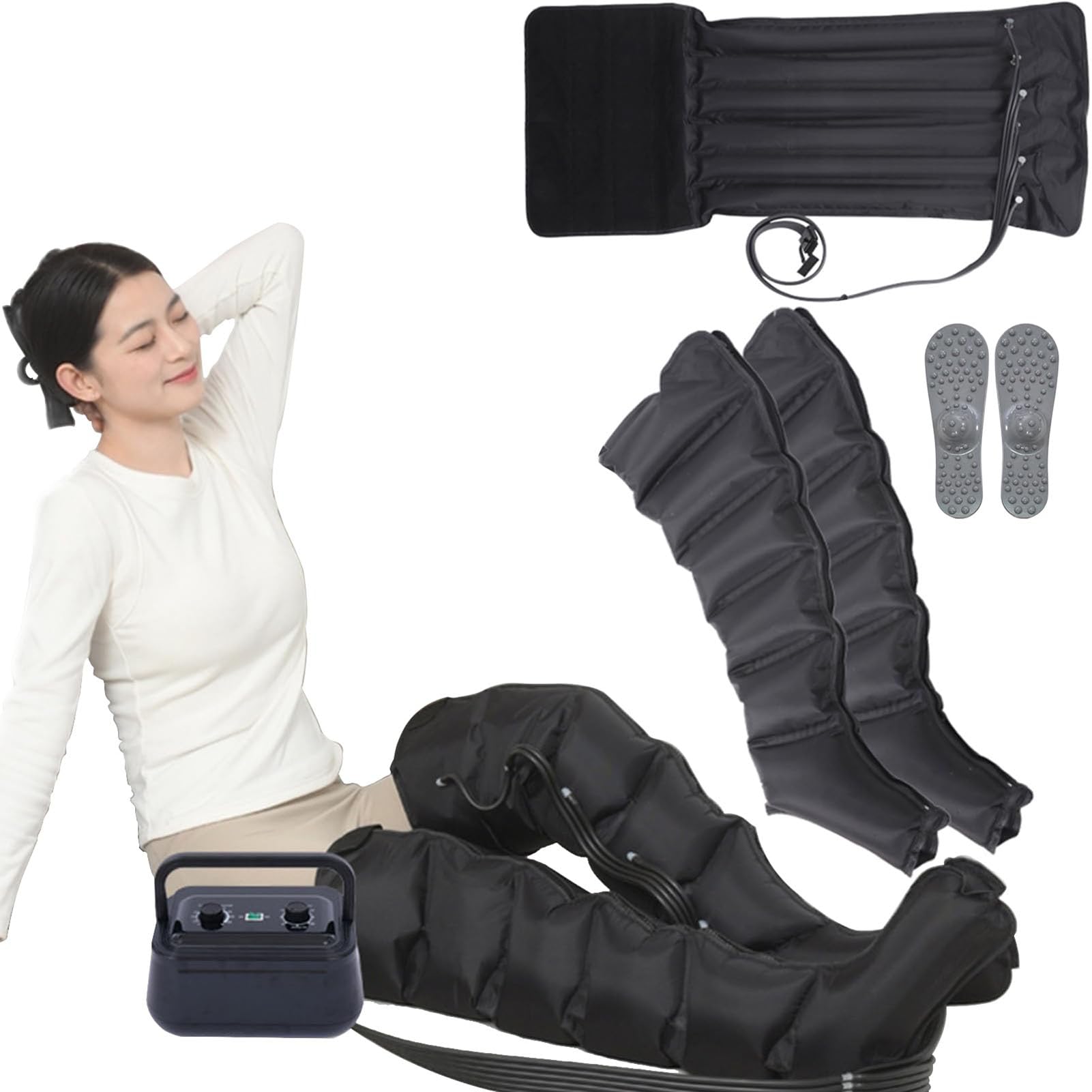 Massaggiatore Elettrico A Compressione d'Aria, Generic Massaggiatore Pneumatico per Gambe, Ressoterapia per Casa Stivali Compressione Pressoterapia, Rinforzo di Circolazione