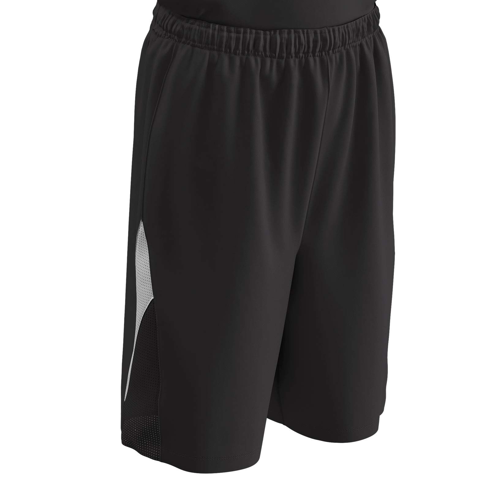 Champro Men's Pivot Reversible Polyester Basketball Short, Black, White, Small