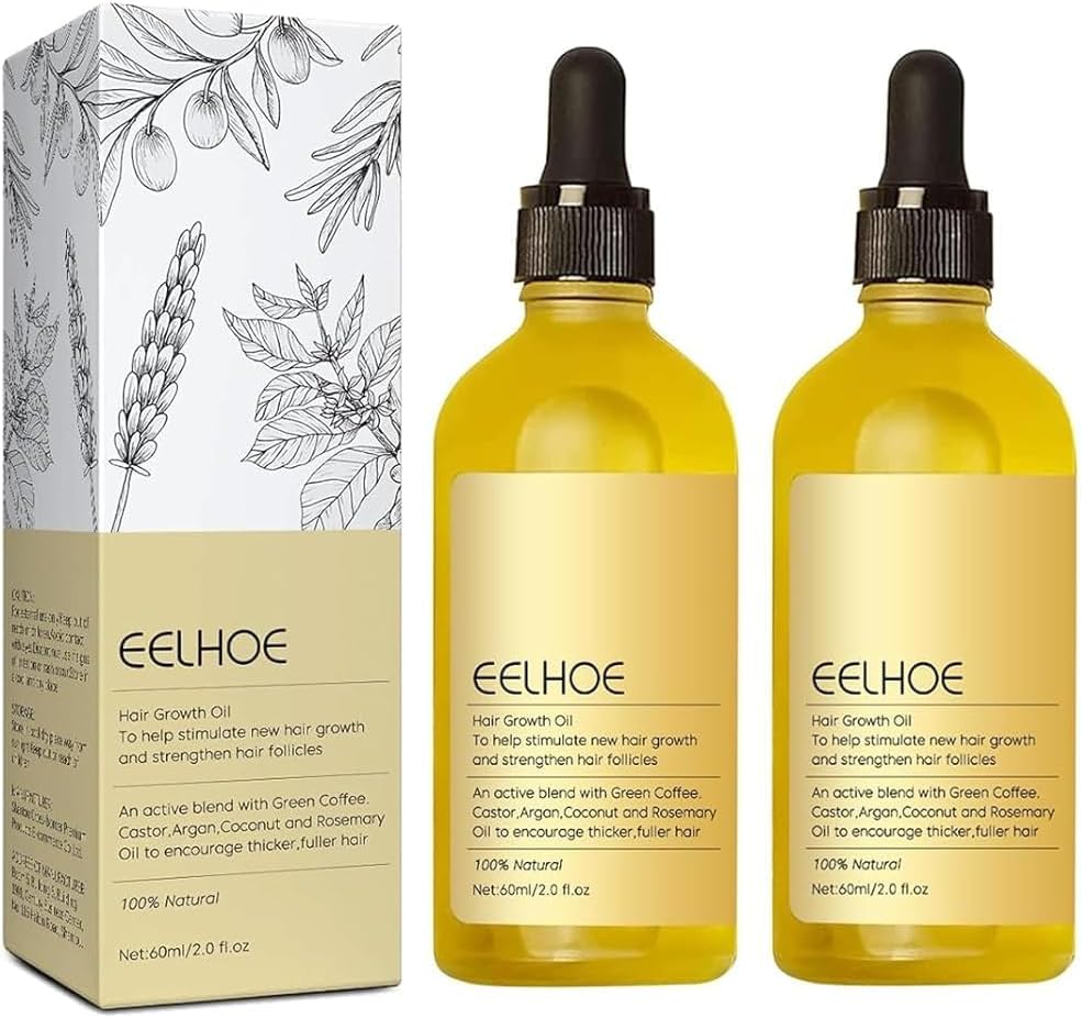 120ML Veganic Natural Hair Growth Oil, Rosemary Organic, Gro for Dry Damaged and Thin Hair, 2PCS*60ML Bottle