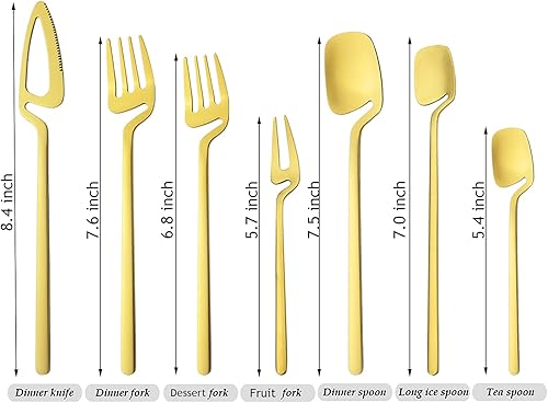 Miniatura 7 de Snplowum Juego de cubiertos de acero inoxidable 1810 de 24 piezas para colgar y único juego de cubiertos mate para cocina vajilla incluye