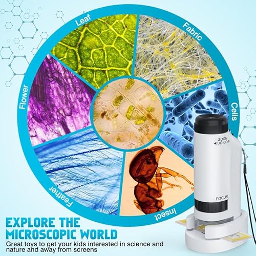 image for CUKU Portable Microscope for Kids Zoom 60x-180x,Handheld Mini Microsco