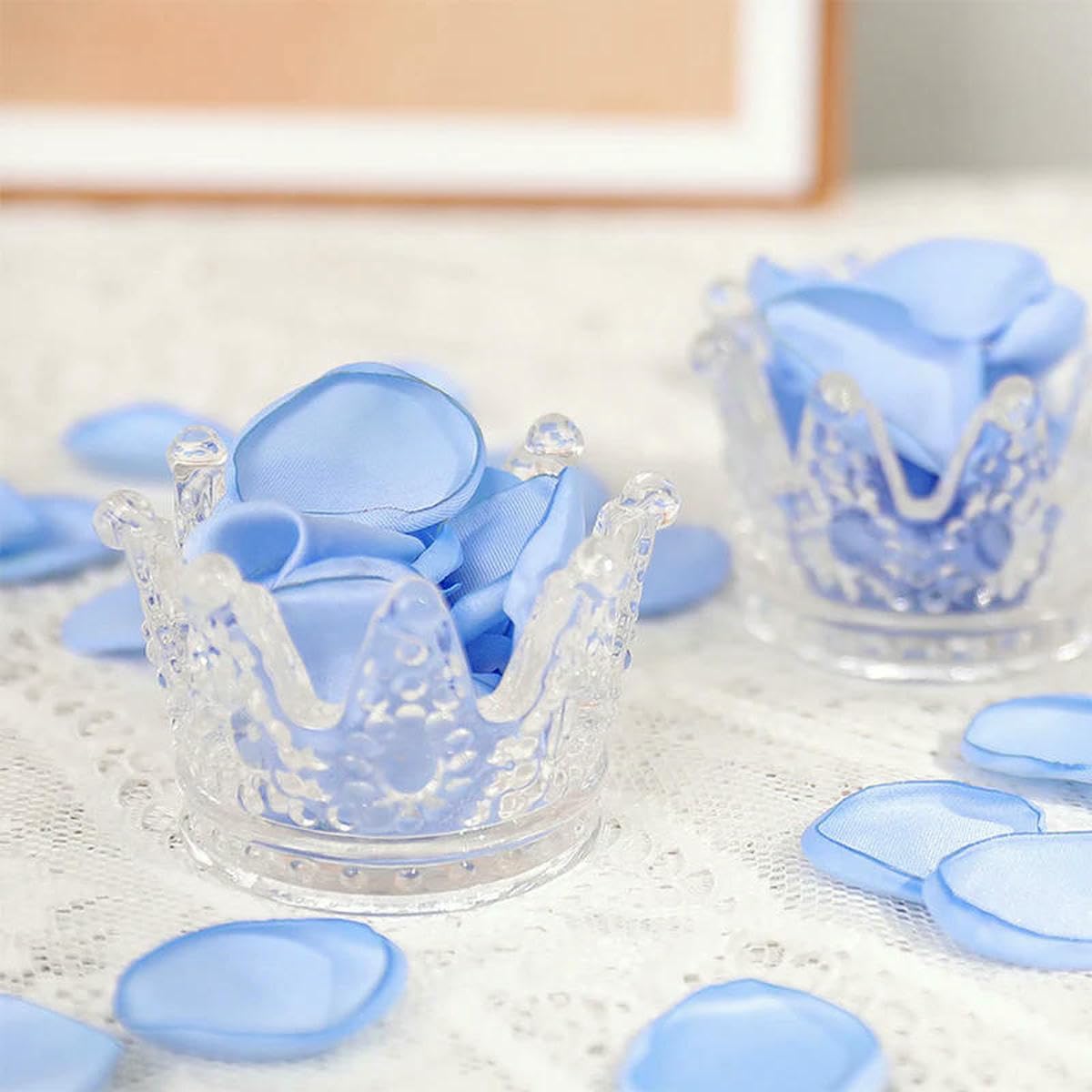 Pétalos de rosa artificiales azules de seda en pack de 300 piezas de 4 cm para mesa de boda
