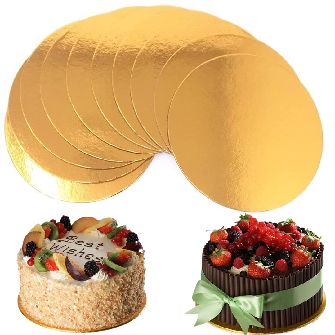 Yumun 10'' Gold Cake Boards Rounds,Cake Base, Circle Cardboard, Round Cake Boards Perfect for Cake Decorating Disposable Drum Circles (15)