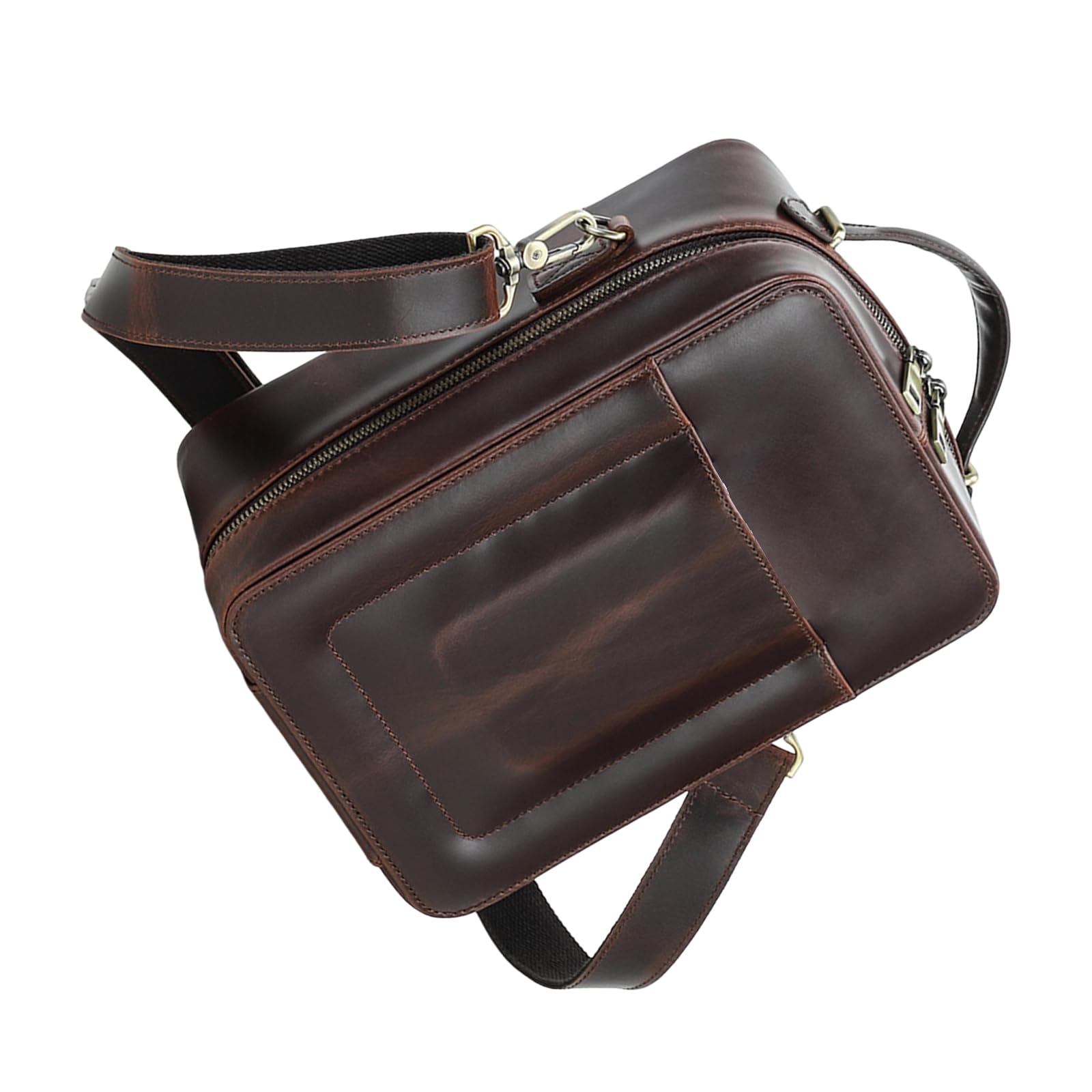Custodia da viaggio impermeabile per cuffie con organizzazione intelligente e spaziose tasche eleganti in pelle marrone