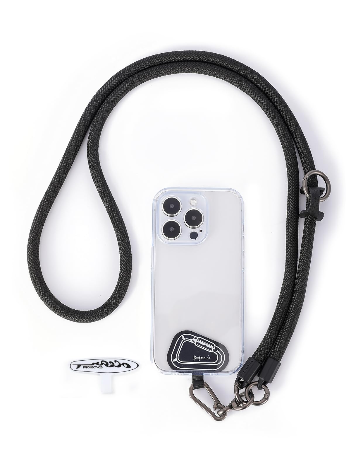 project-cb Smartphone Strap, Strap Holder *2, Neck Hanging, Shoulder, Crossbody Design, Extra Thick, Portable Strap, Outdoor, Drop Prevention, Black : Electronics